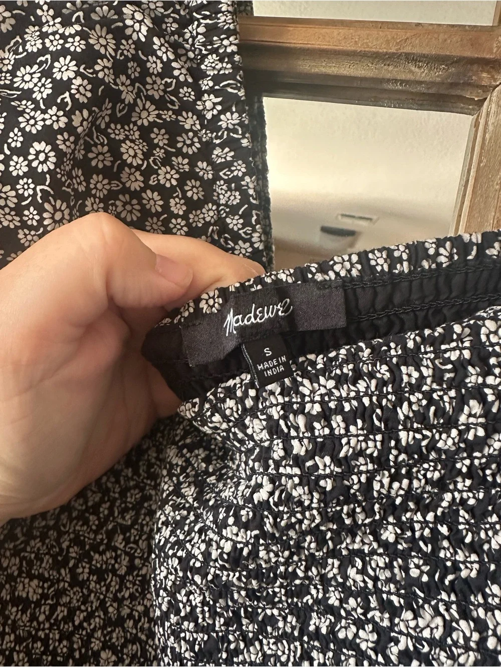 Madewell Floral Smocked Mini Dress Small Cottagecore Puff Sleeve 100% Cotton